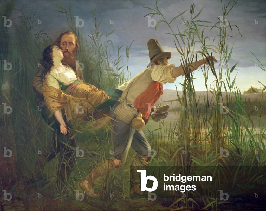 Garibaldi carrying his dying Anita through the swamps of Comacchio (oil on canvas)