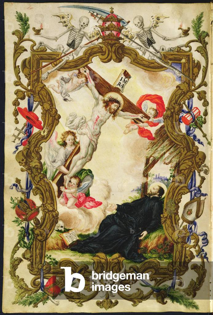 The death of the religious, from a Mariegola of the lay guild of the 'Buona Morte', c.1712-14 (ink on vellum)