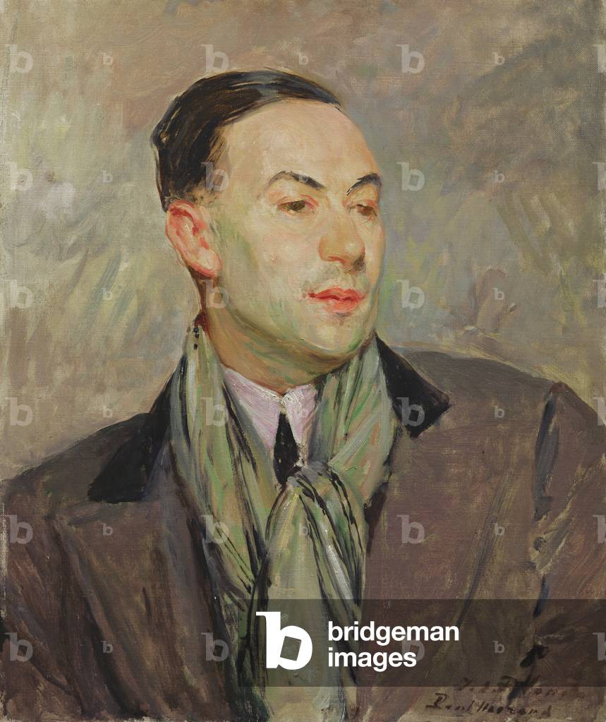 "studio per una ritratto di paul morand (1888-1976) (olio su scheda)", 20th Secolo di Jacques-Emile Blanche