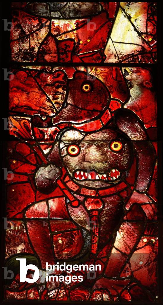 Window depicting Satan (stained glass)
