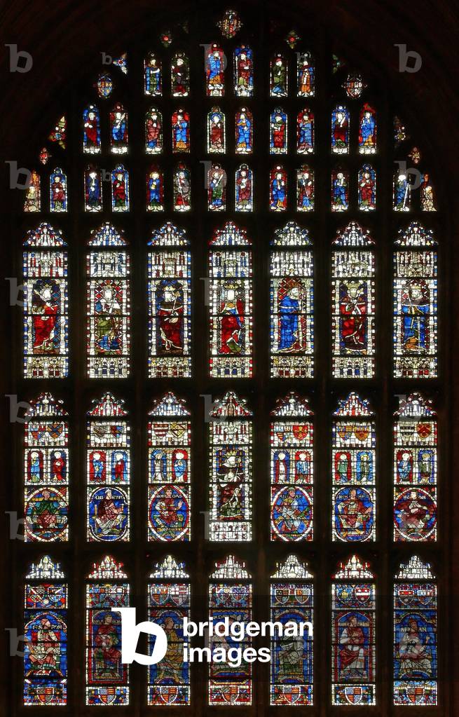 The west window with genealogical figures from the twelfth and thirteenth centuries and kings from the fifteenth century (stained glass)