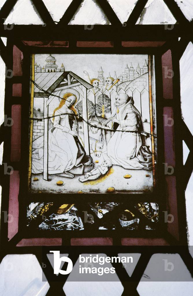 The Holy Family and the Adoration of the Shepherds, 15th century (stained glass)