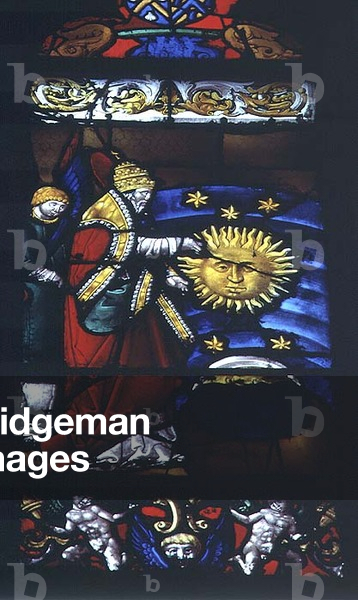 The Creation of the Sun and Moon, French, 15th century (stained glass)