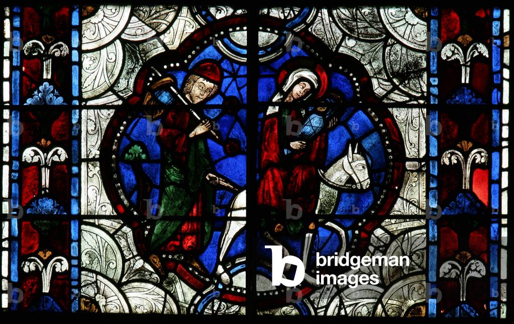 Window depicting the Flight into Egypt (stained glass)