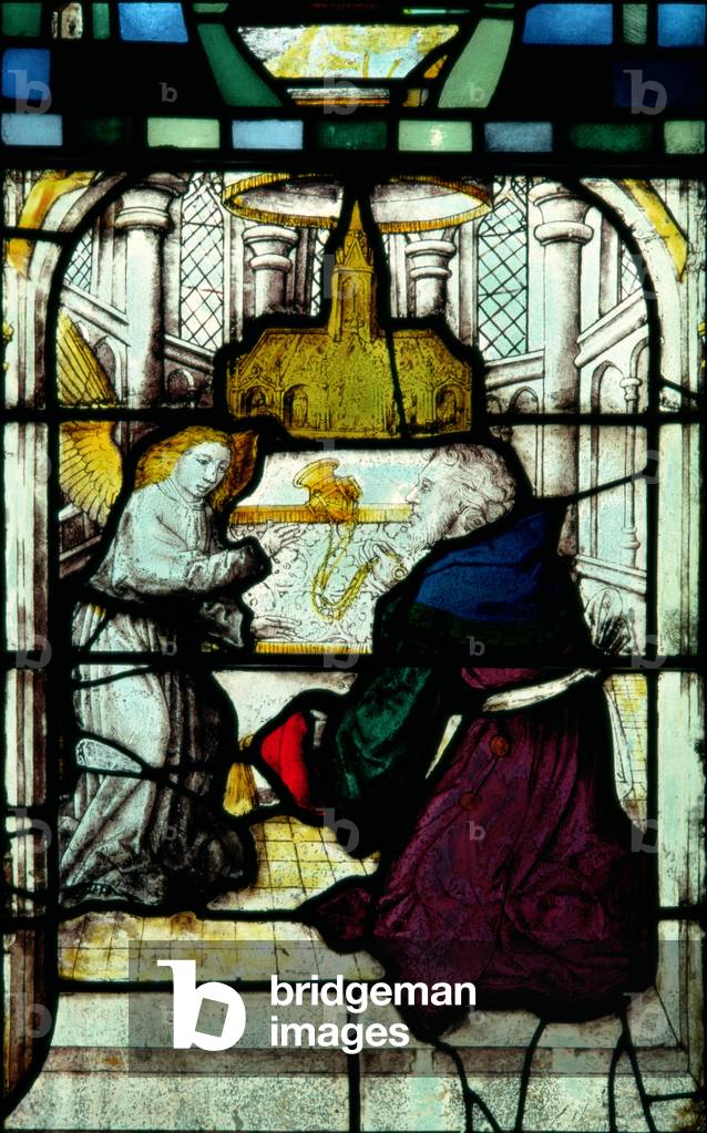 Zacharias and the Angel in the Temple (stained glass)