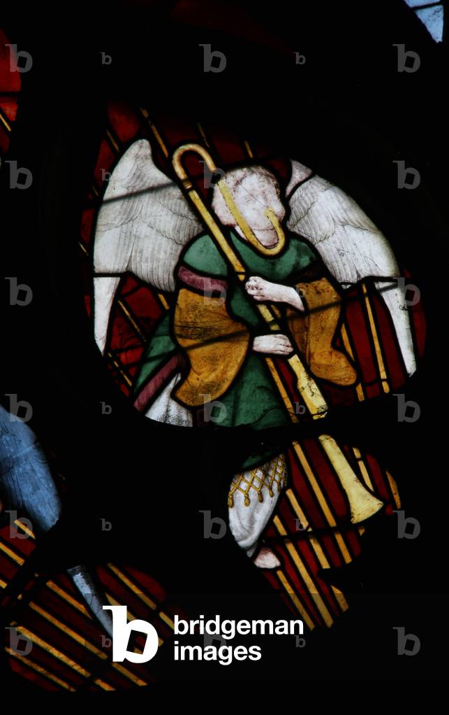 Window depicting a Musical Angel (stained glass)