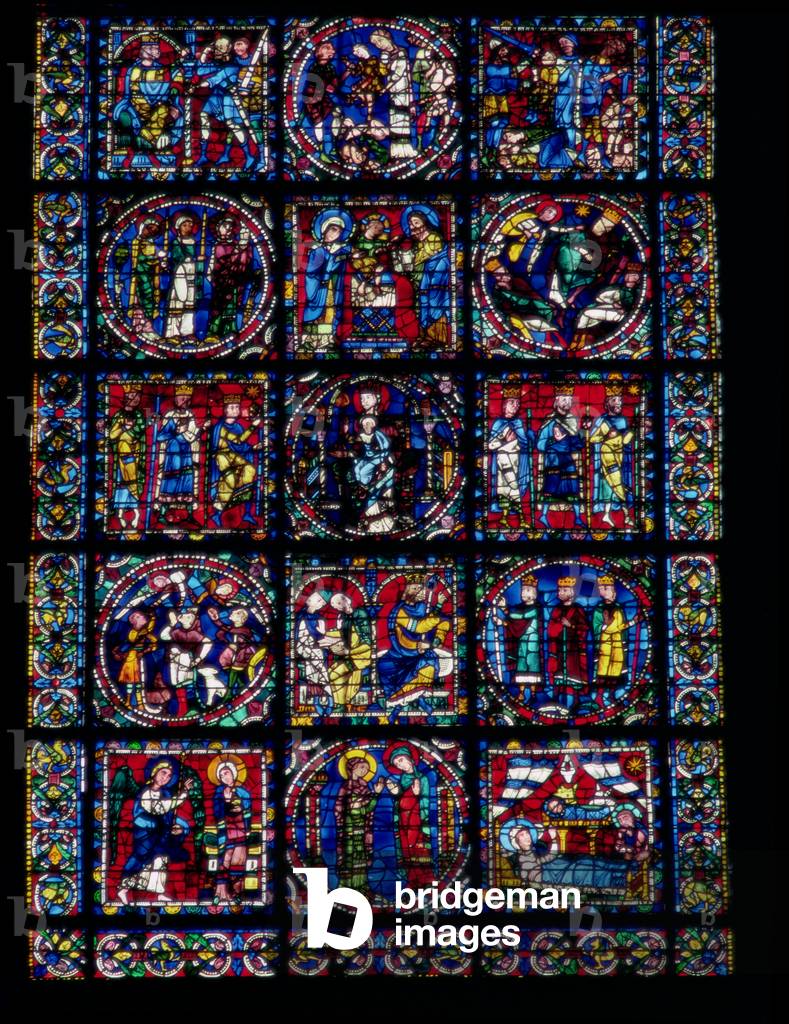The Life of Christ, New Testament Cycle, lower half of window, c.1145-50 (stained glass)