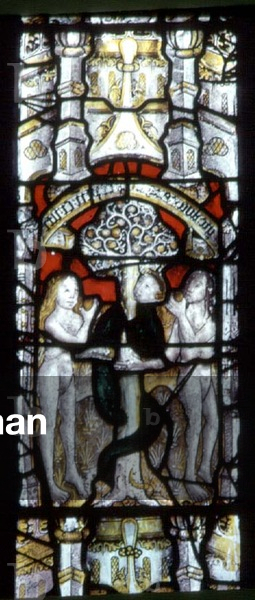 Temptation of the serpent (note the human head) 15th century