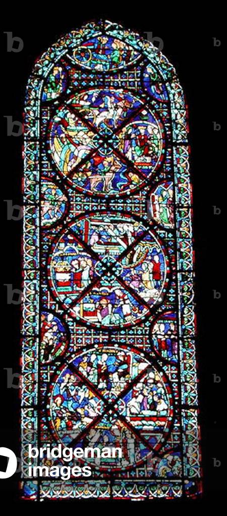 Lancet Window depicting the Life of St. Stephen (stained glass)