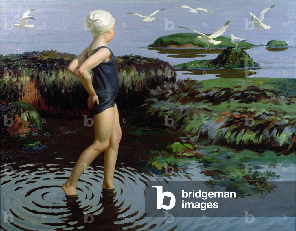 Rockpool Bather (oil on canvas)