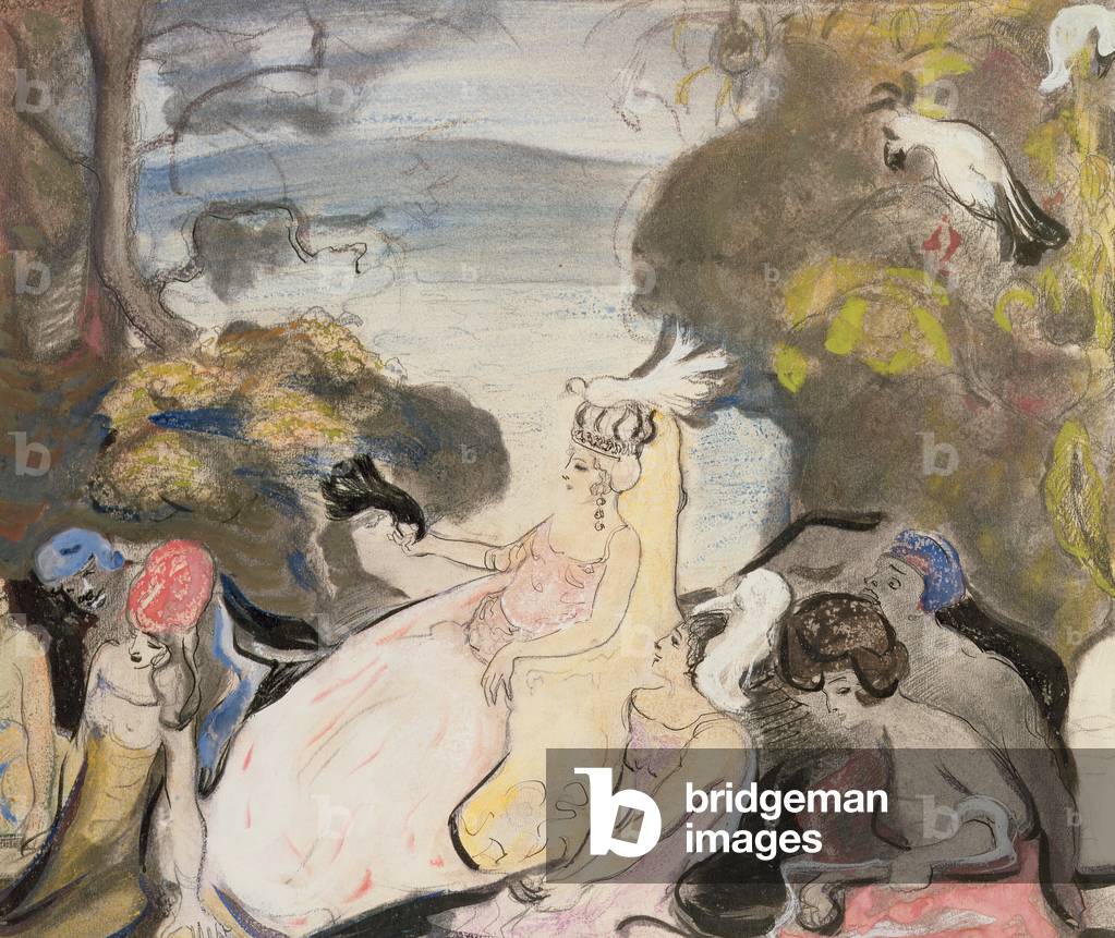 Arabian Nights (pen & ink with pastel and w/c)