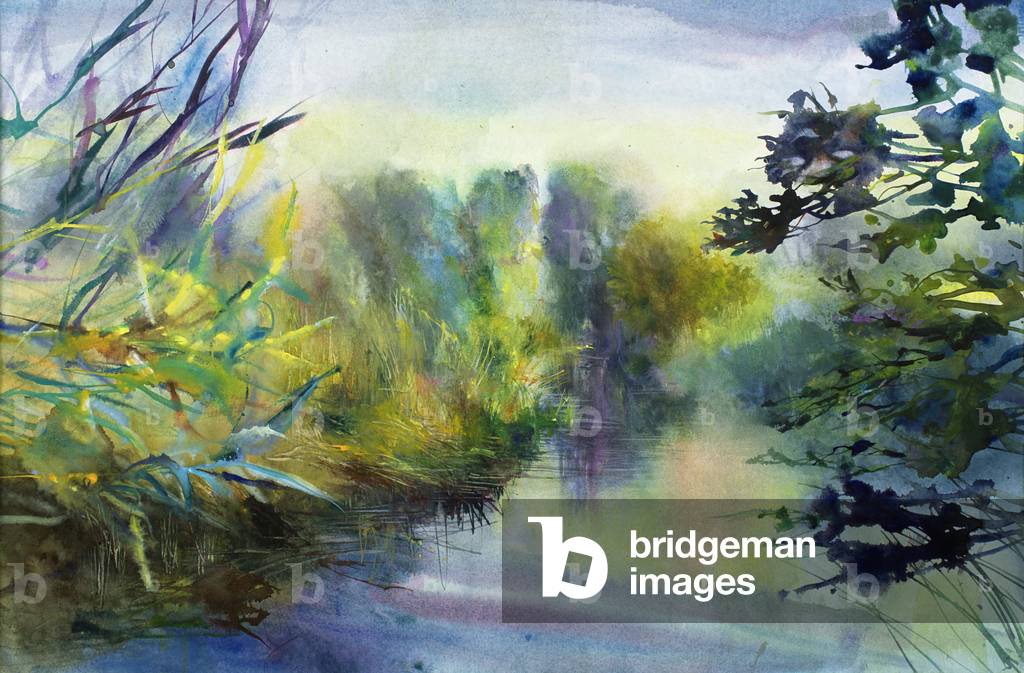 Fluss Welland an der Ketton Brücke (w/c auf Papier)