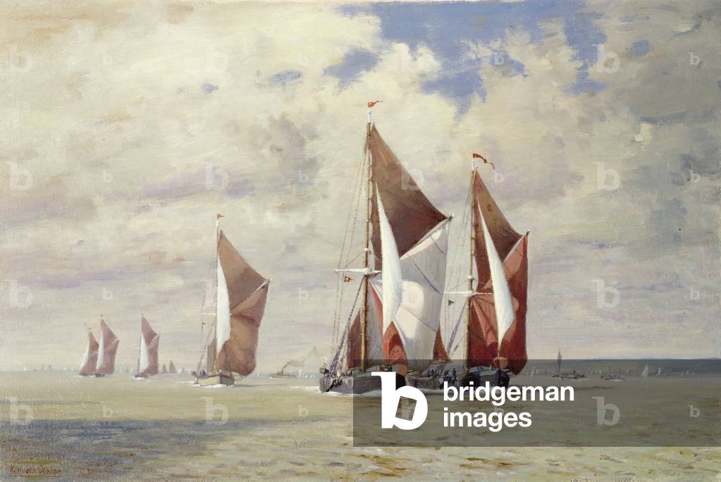 Racing to the Medway Buoy (oil on canvas)