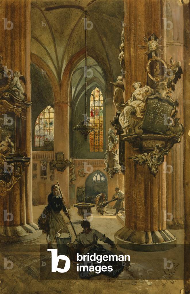 Interno della Chiesa di San Nicola, Berlino, 1886 (w/c su carta)