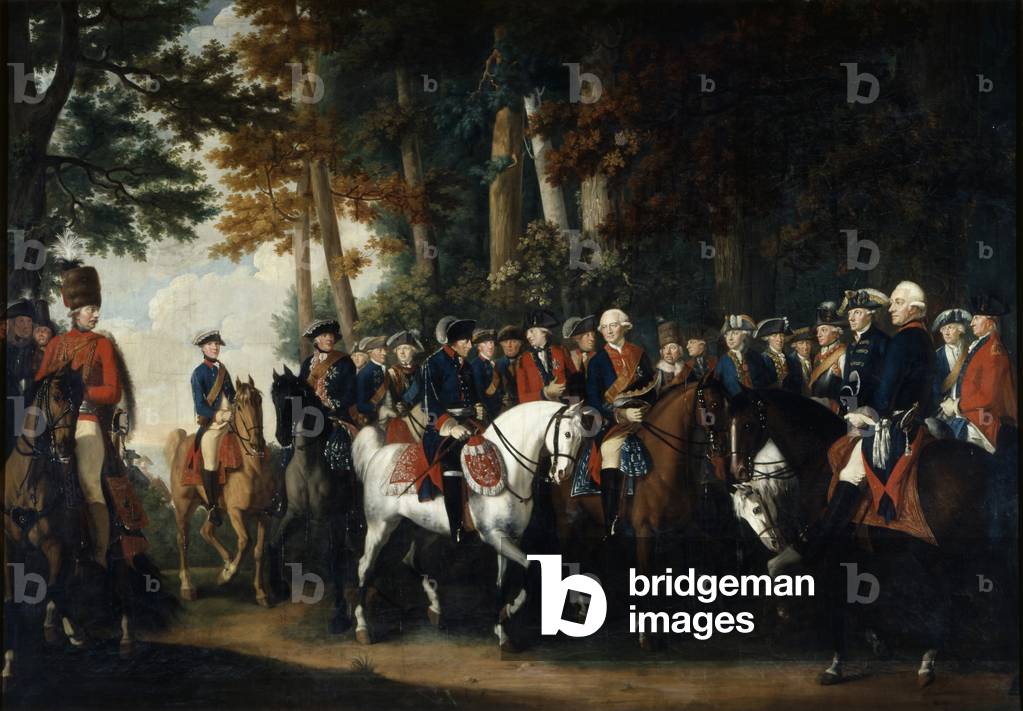 King Frederick II's return from Preussen von Manoever, c.1785 (oil on panel)