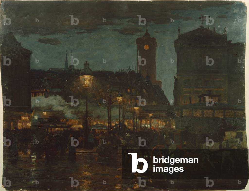 Alexander Square, Berlin, at night, 1895 (oil on canvas)