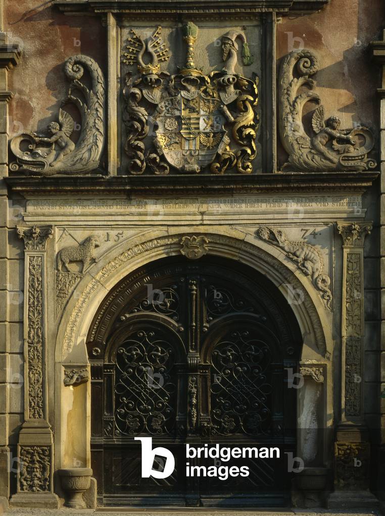Entrance of City Hall, Gotha, Thueringen, Germany, built in 1574 (photo)