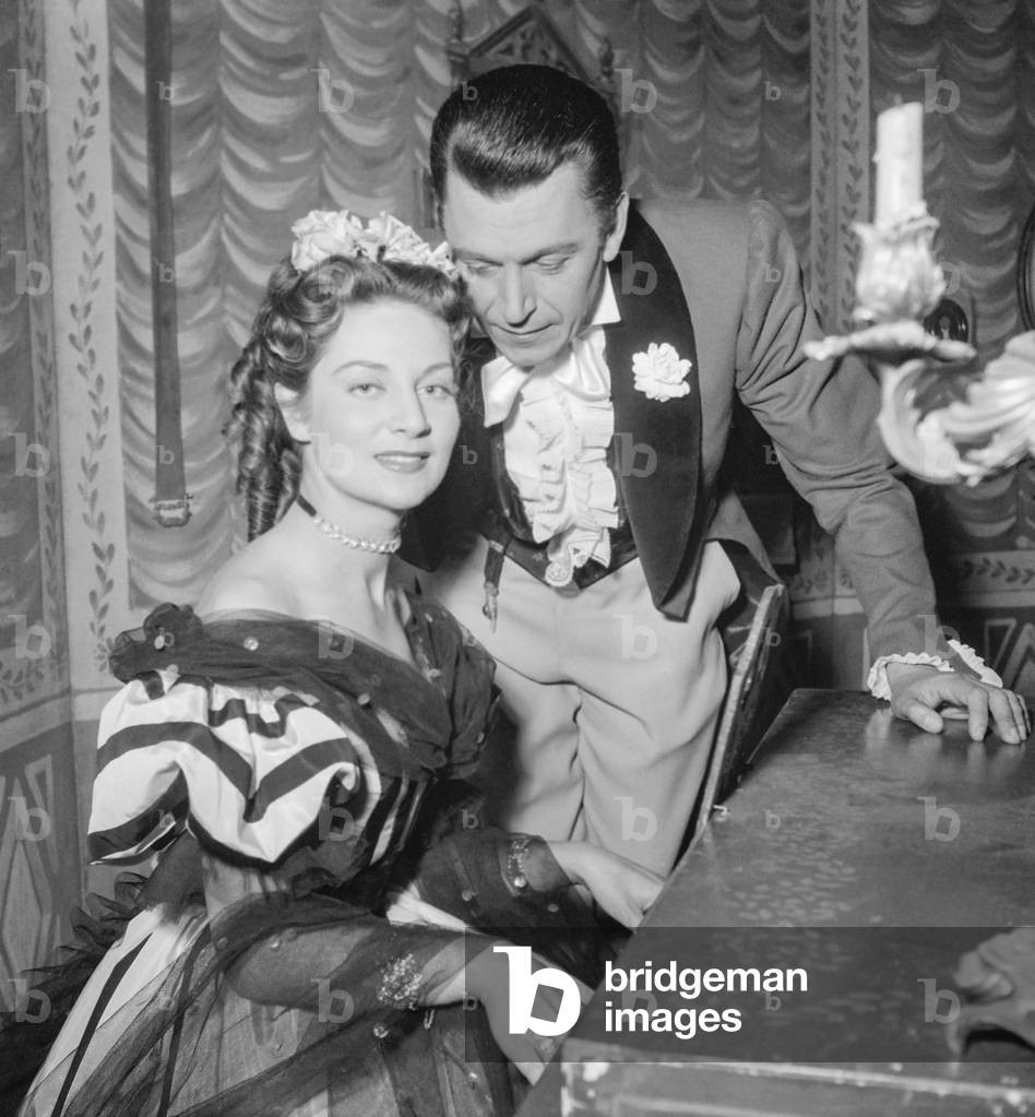 French actors Jean Martinelli and Francoise Christophe in play 