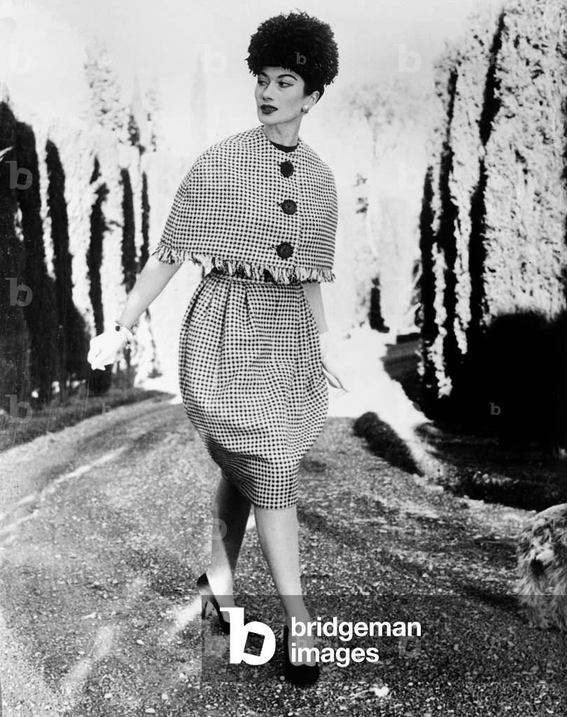 Italian Fashion : Suit By Simonetta, February 18, 1959 (b/w photo)