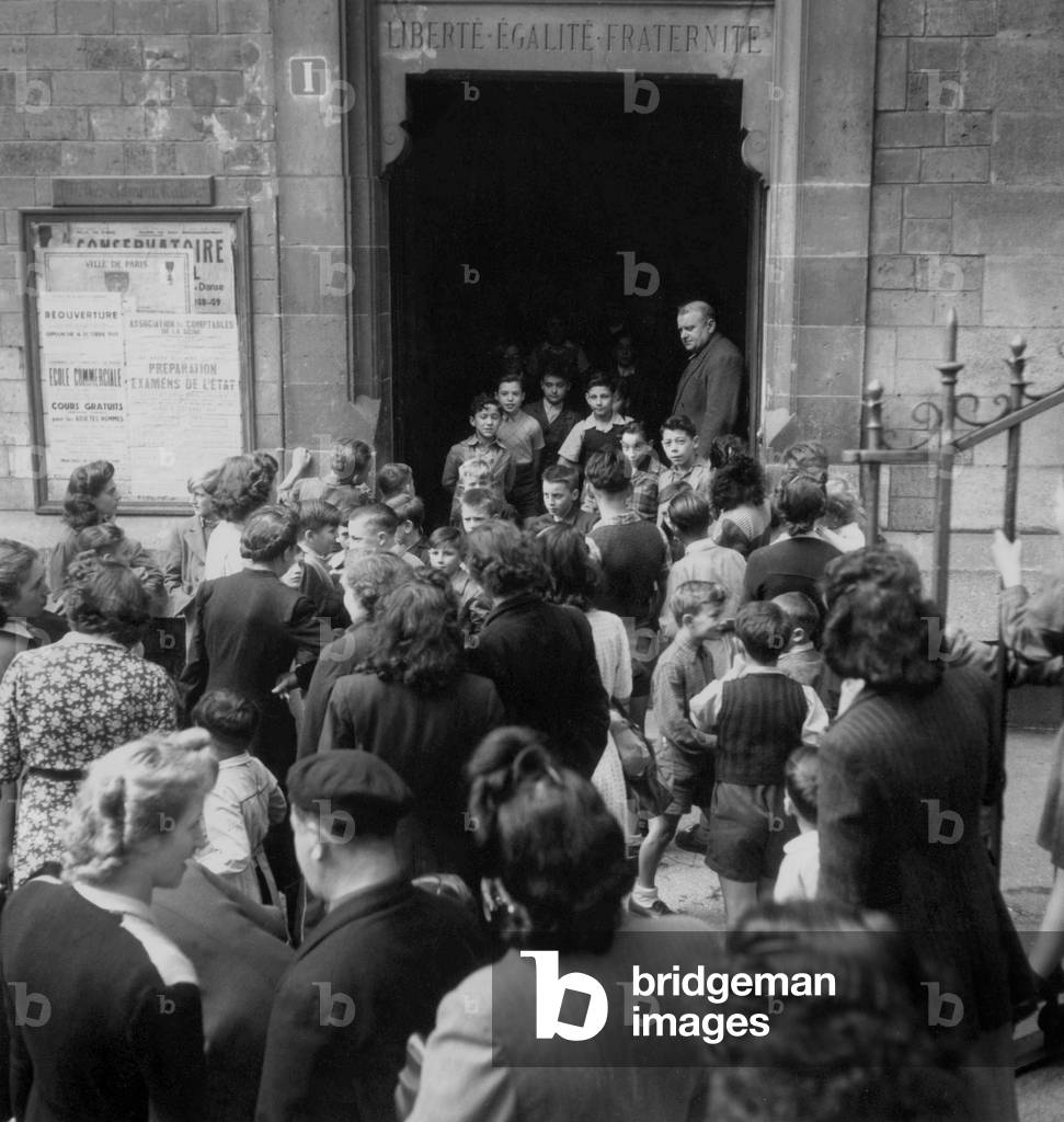 Start of The School Year in September 1949  (b/w photo)