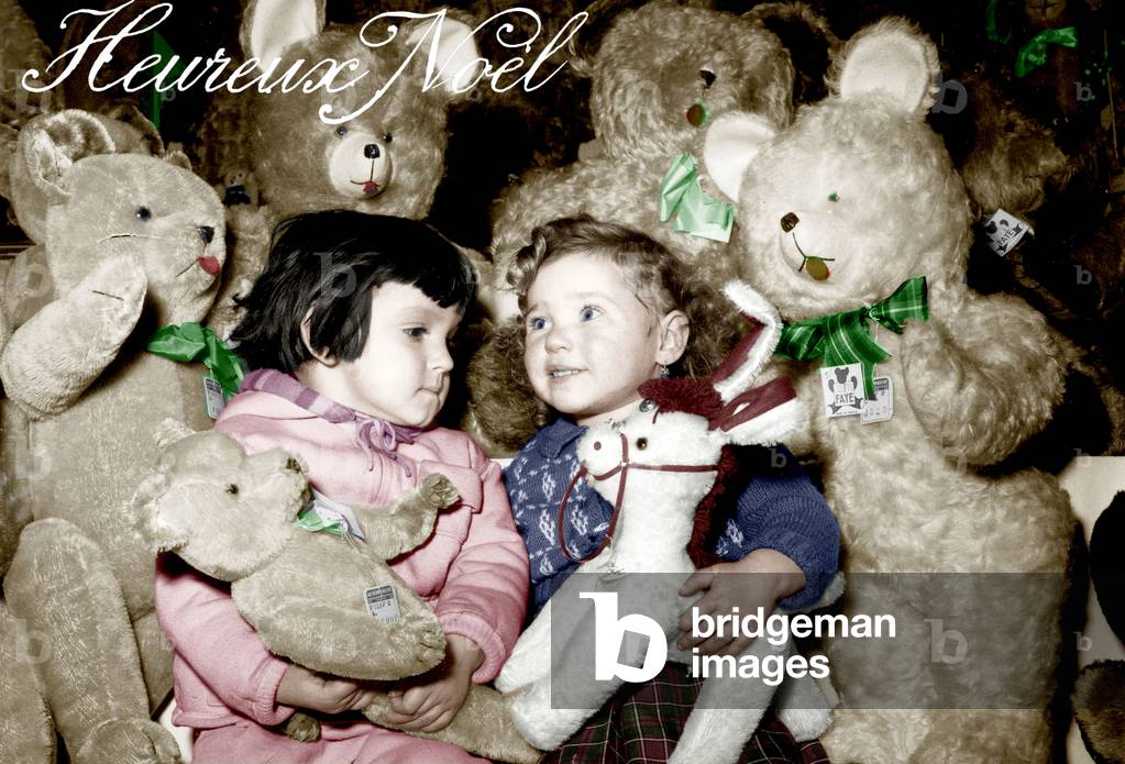 Christmas Toys Department December 3, 1952 : Children and Stuffed Animal (photo)