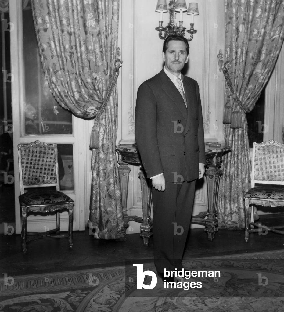 Comedian Jacques Dumesnil on March 25, 1958 (b/w photo)