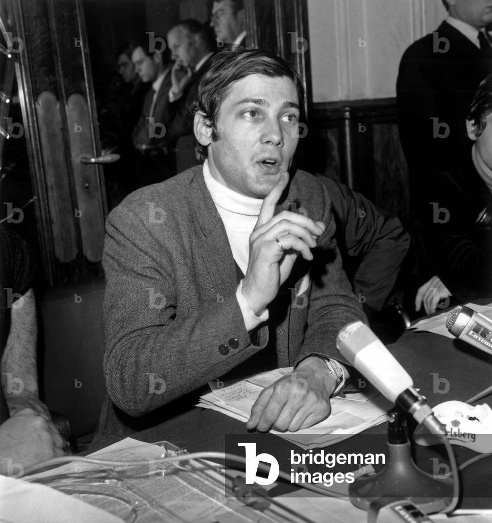 Jacques Sauvageot Vice-President of Unef (National Union of Students of France) during A Press Conference on May 11, 1968 (b/w photo)