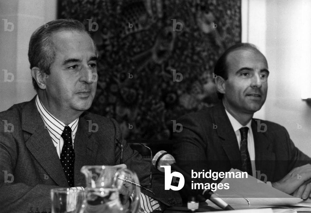Edouard Balladur and Alain Juppe (b/w photo)