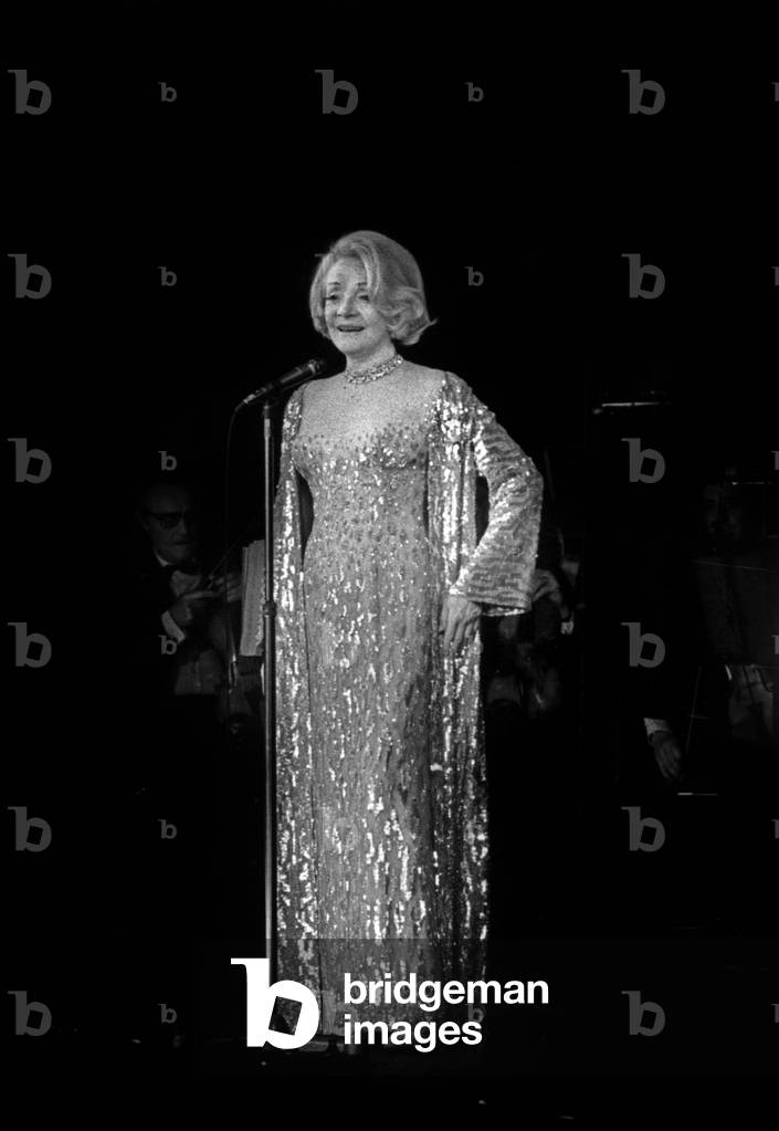 German Actress Marlene Dietrich (1901-1992) during A Gala in Paris For Disabled Childhood, June 19, 1973 (photo)