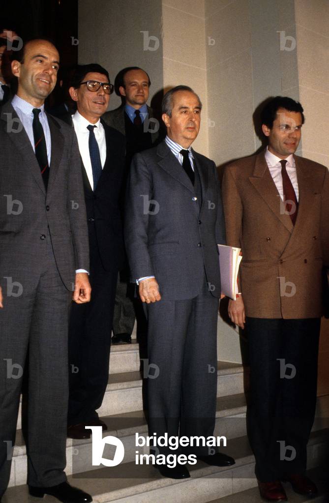 French Finances Ministers at The Time of Privatization Politics at Press Conference 1986 France (photo)