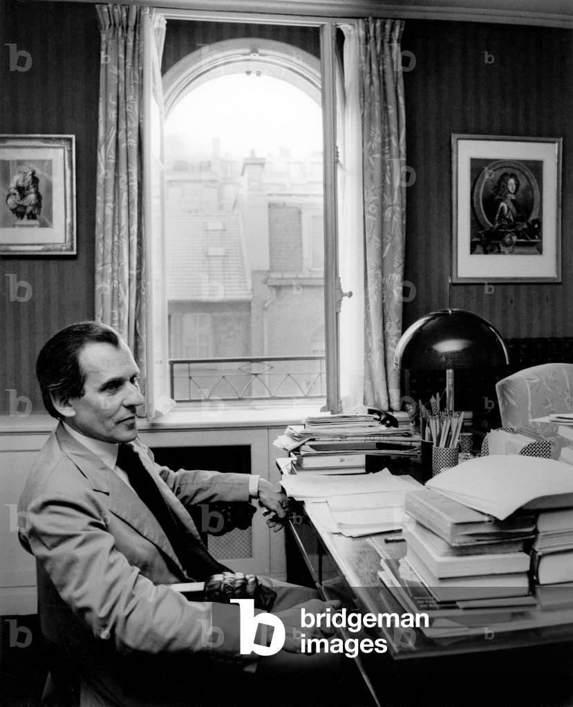 Jean D'Ormesson, Director of Le Figaro, in his Office 1974-1977 (photo)