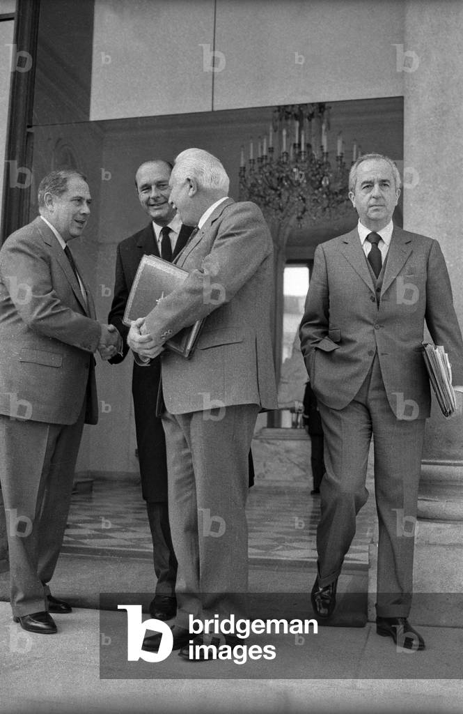 Charles Pasqua, Jacques Chirac and Edouard Balladur (b/w photo)