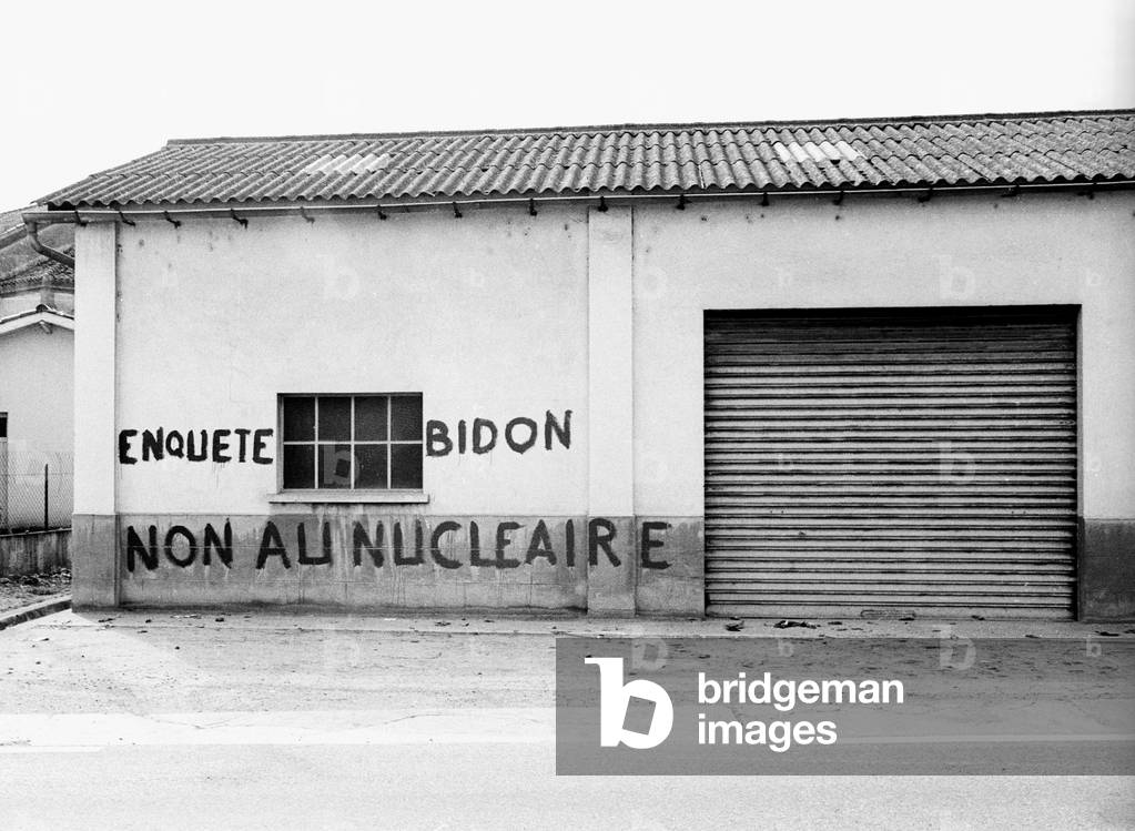 Inscription on A Wall on A House in Golfech (France) To Protest Against Building of Power Station in Golfech, October 1981 (b/w photo)