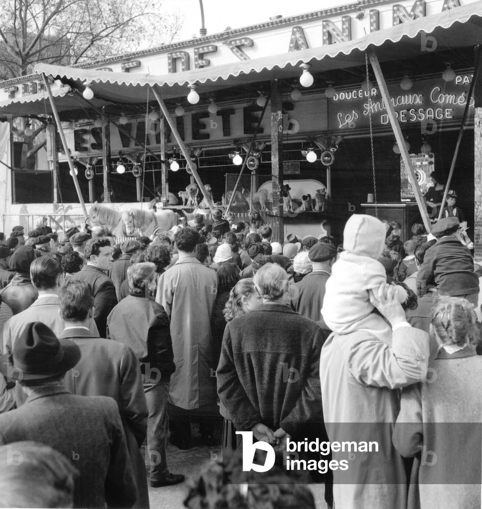 Fun Fair in Paris March 29, 1959 (b/w photo)