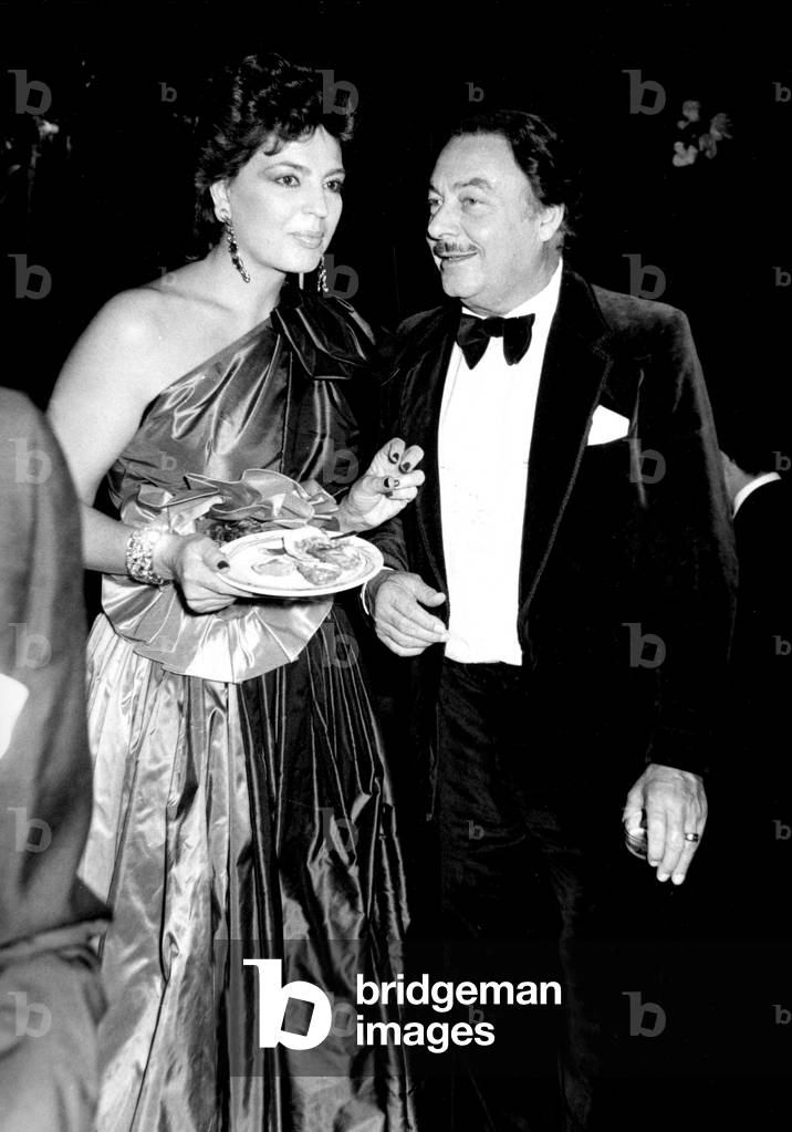 Prince Alfonso Von Hohenlohe-Langenburg at Birthday Party of his Former Wife Princess Ira Fuerstenberg (Left) at The Hotel Nova Park Gotham Cabaret in Paris November 10, 1982 (b/w photo)