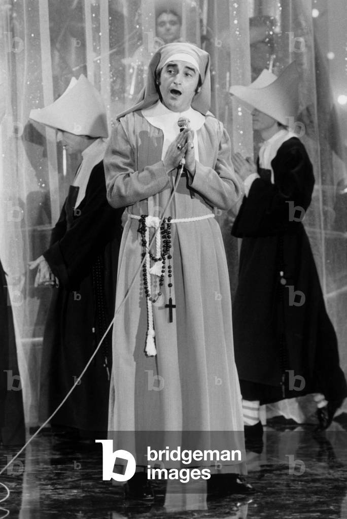 French Singer Dick Rivers As A Nun during TV Programme 