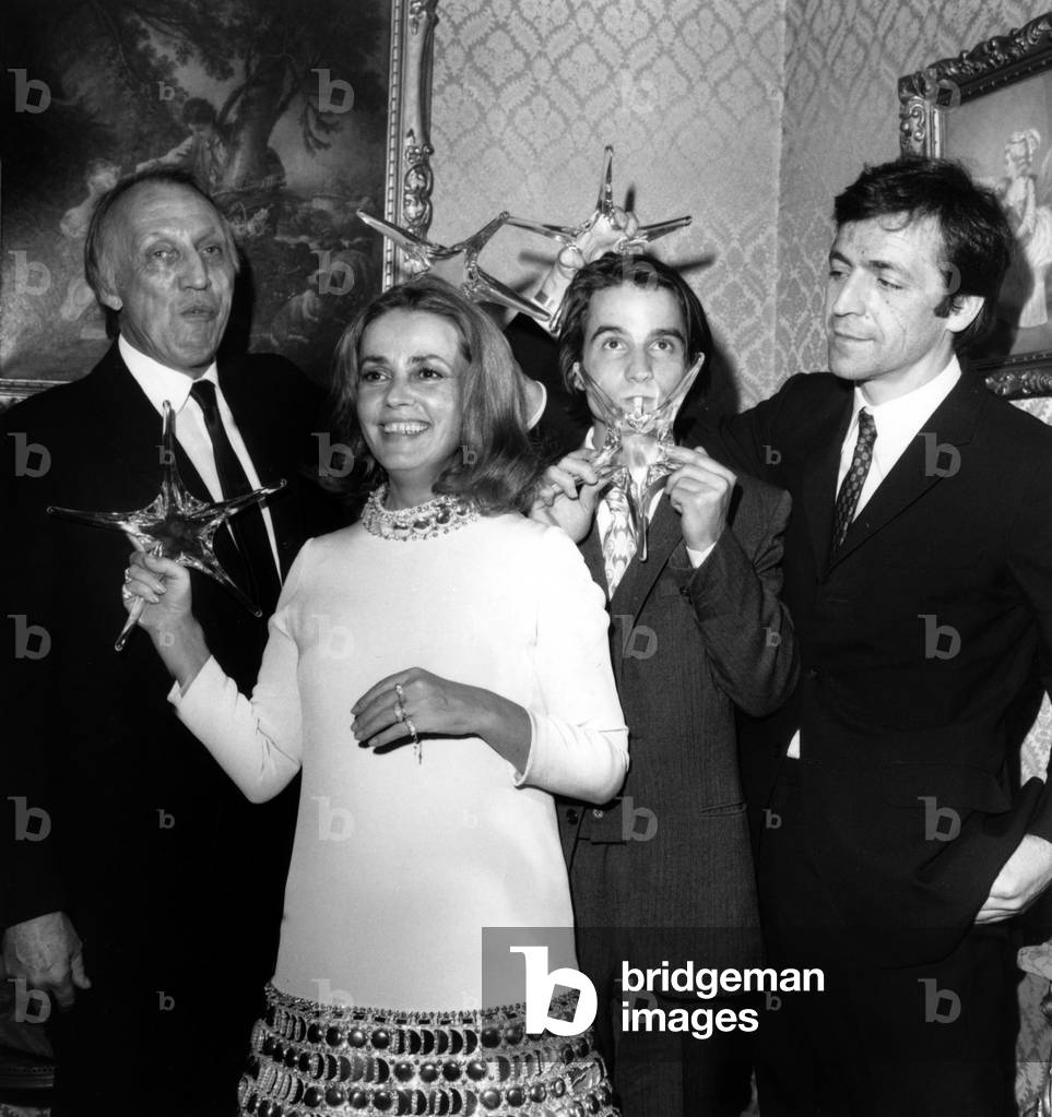 Dinner At L'Academy Du Cinema Jeanne Moreau Joseph Losey Jean Pierre Leaud And Costa Gravas December 16, 1969 Neg: D17904 (b/w photo)
