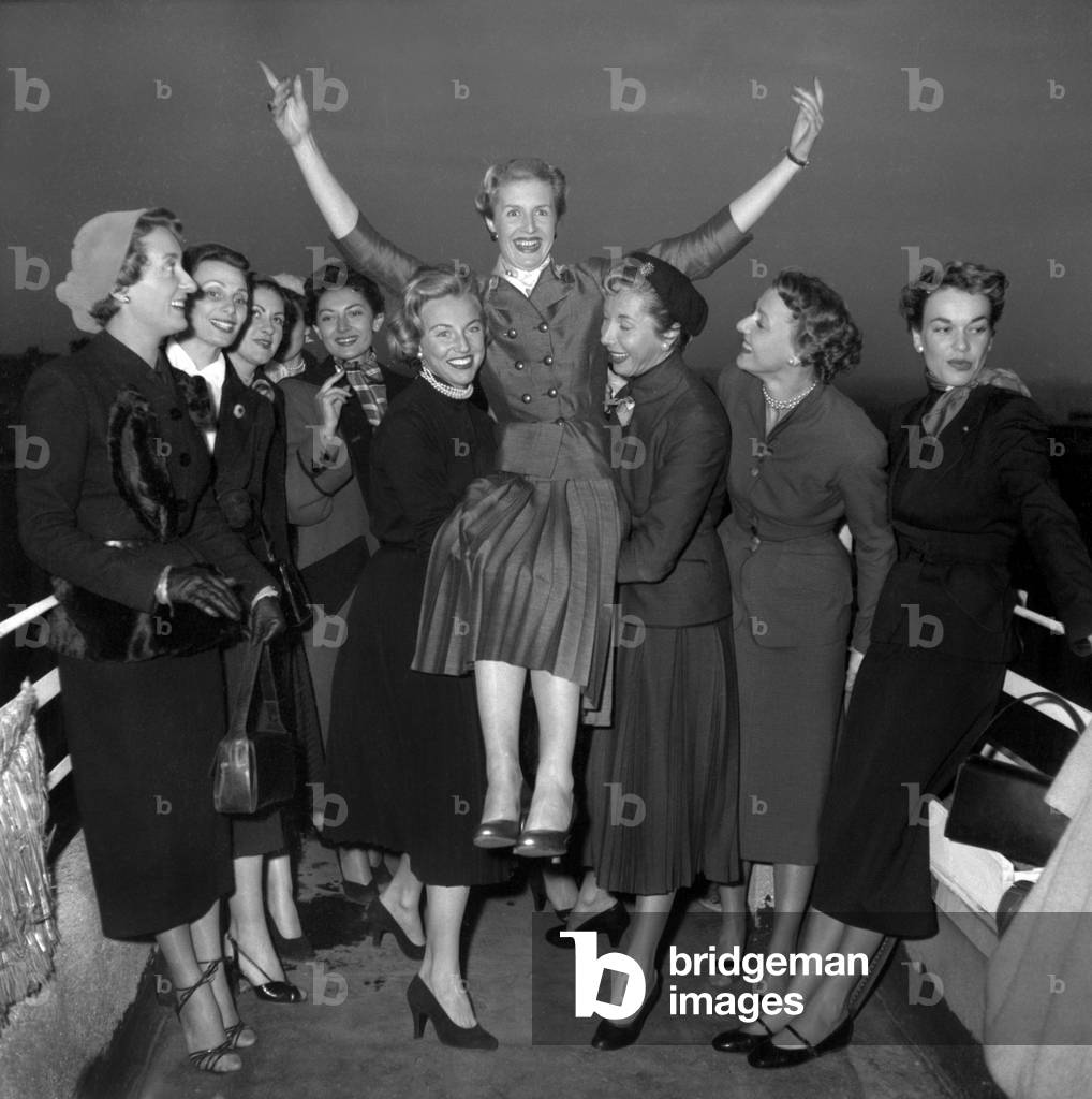Recognition of The New President of Club of Models, Liliane Bellest, September 16, 1952 (b/w photo)