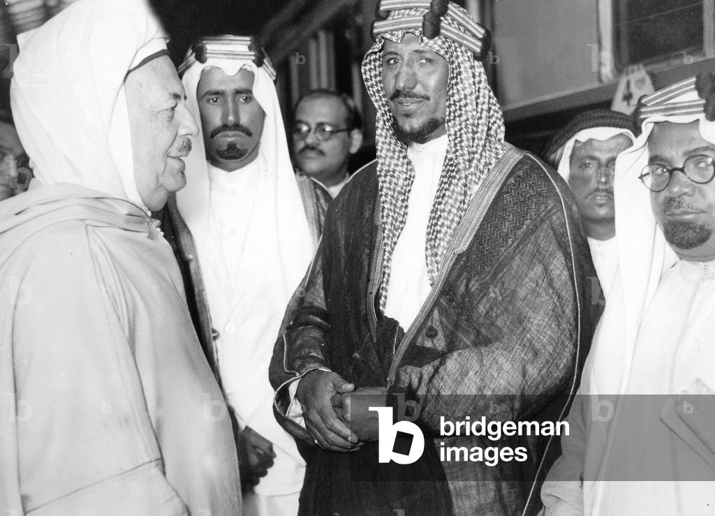 Ibn Seoud King of Saudi Arabia Arriving in France 1938 (b/w photo)