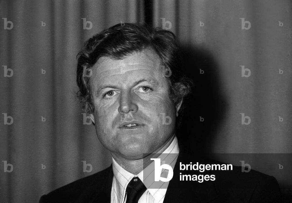 American Senator Edward Ted Kennedy in Paris 1975 (b/w photo)