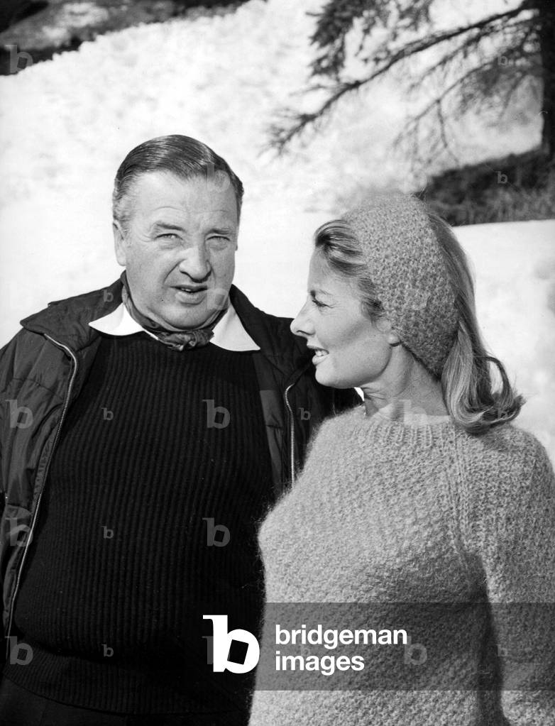 Henry Ford II and his wife Cristina Vettore during honey moon in Saint Moritz february 23, 1965 (photo)
