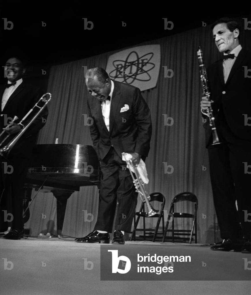 American Trumpet Player and Singer on Stage in Paris June 5, 1965 (b/w photo)