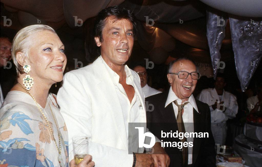 Line Renaud With Alain Delon and Loulou Gaste at Eddiebarclay'S Wedding June 1984 (photo)