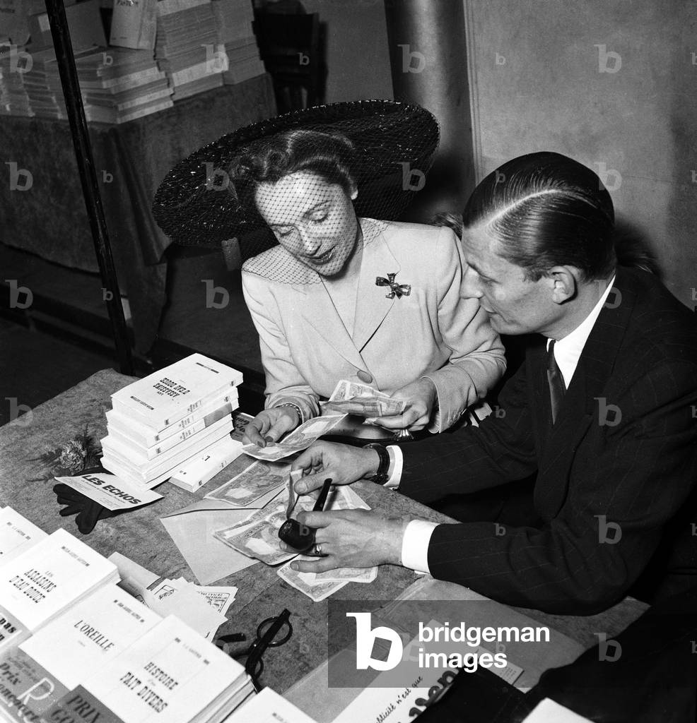 French Actress Gisele Casadesus and Writer Jean Jacques Gautier May 28, 1948 (b/w photo)