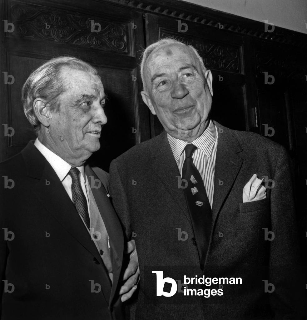 Marcel Pagnol  Congratulates Paul Morand, 1968 (b/w photo)