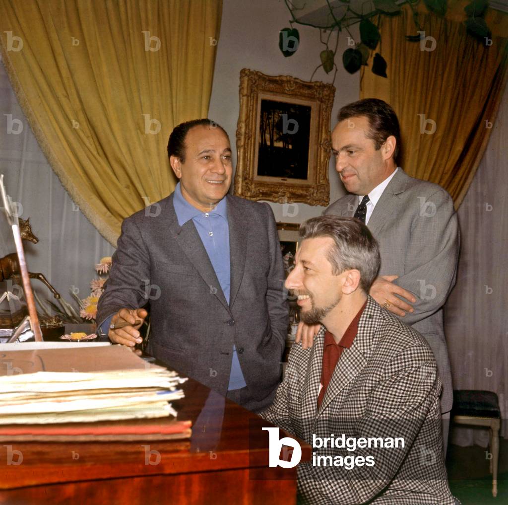 Guy Lux Tino Rossi And Pierre Grimblat (At the Piano) Repetant Entre Amis C.1968 (photo)