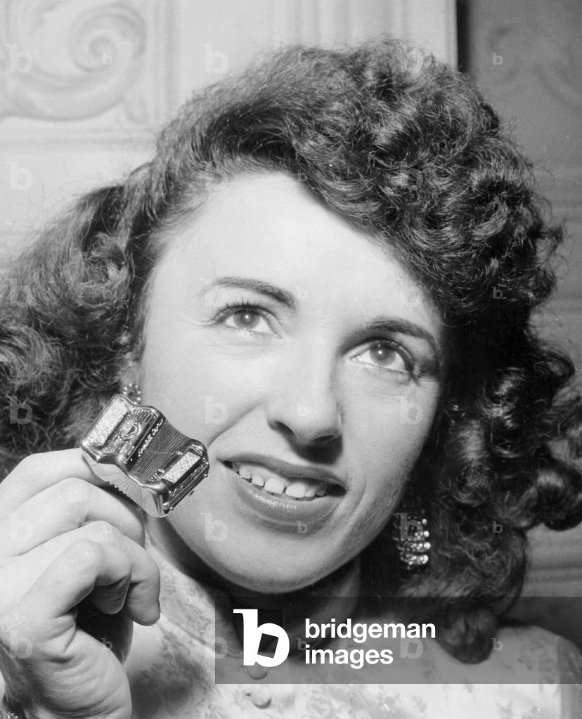 French Accordionist Yvette Horner Celebrating her 1.000.000Th Record December 10, 1956 (b/w photo)