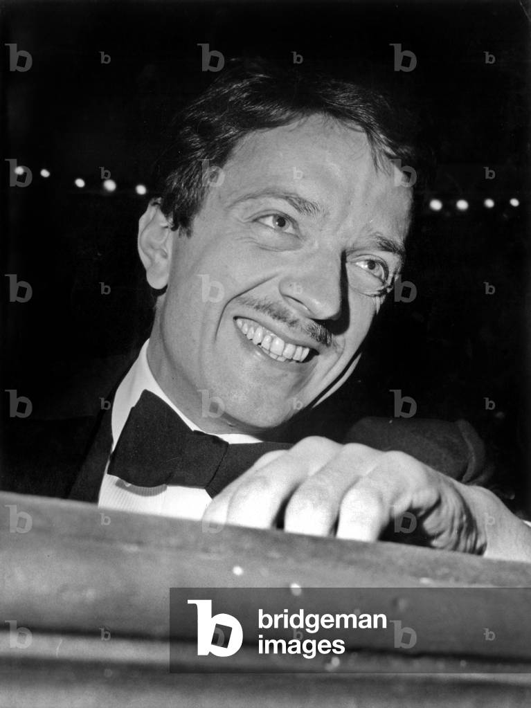Jean-Pierre Cassel at Premiere of Film “Ces Wonderful Crazy Flying Dans Their Droles De Machines” September 30, 1965 (b/w photo)