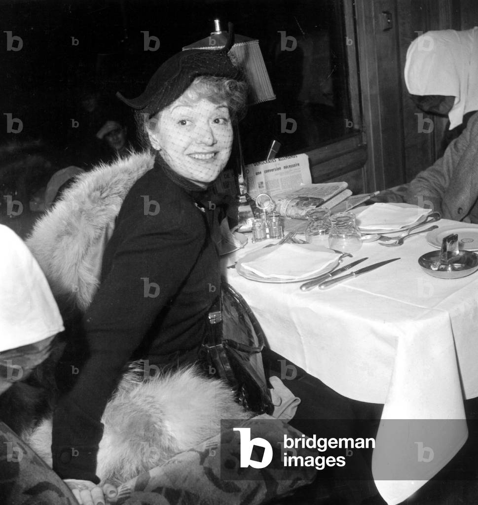 Actress Edwige Feuillere in The Restaurant Car of A Train February 16, 1948 (b/w photo)