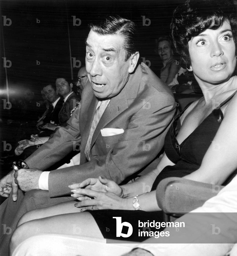 Fernandel and his Daughter Josette at Presentation of Film Happy He Who Like Ulysses in Paris July 09, 1970 (b/w photo)